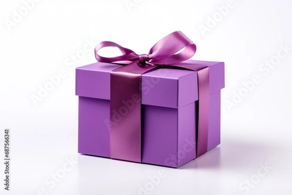 Obraz purple present box isolated on white