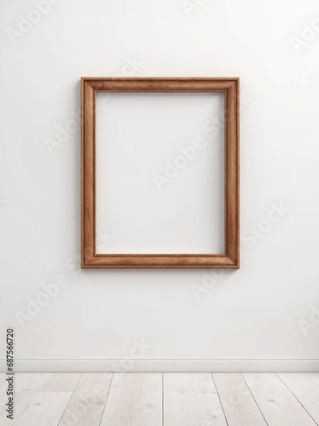 Fototapeta Minimal wooden poster frame mockup on white wall
,frame on the wall