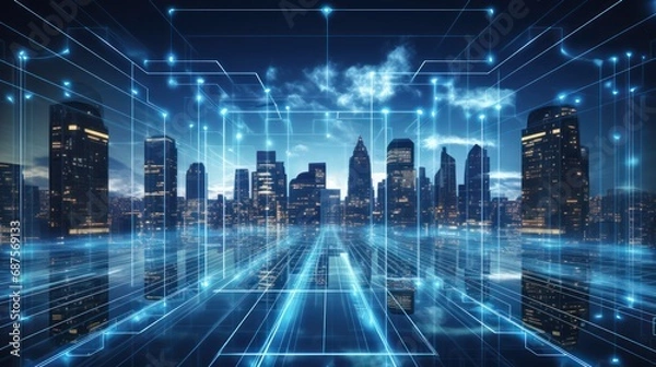 Fototapeta Digital Transformation in IT Background