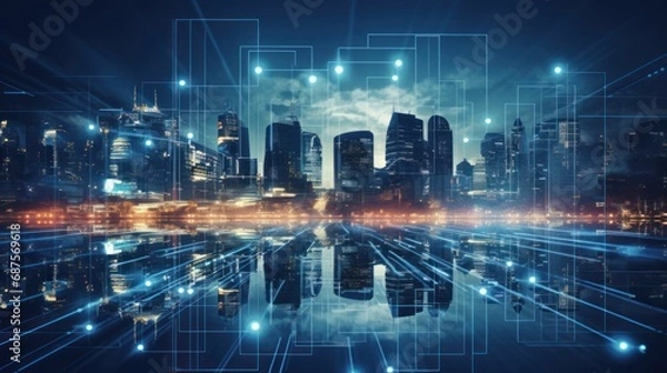 Fototapeta Digital Transformation in IT Background