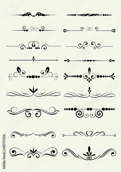 Fototapeta Set of  calligraphic elements for editable and design
