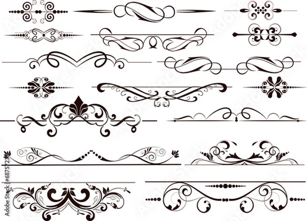Fototapeta Set of  calligraphic elements for editable and design
