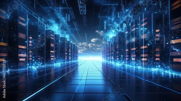 Obraz Futuristic Data Center Visualization