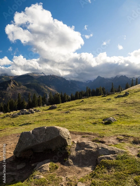 Fototapeta Landscape in the mountains with clouds