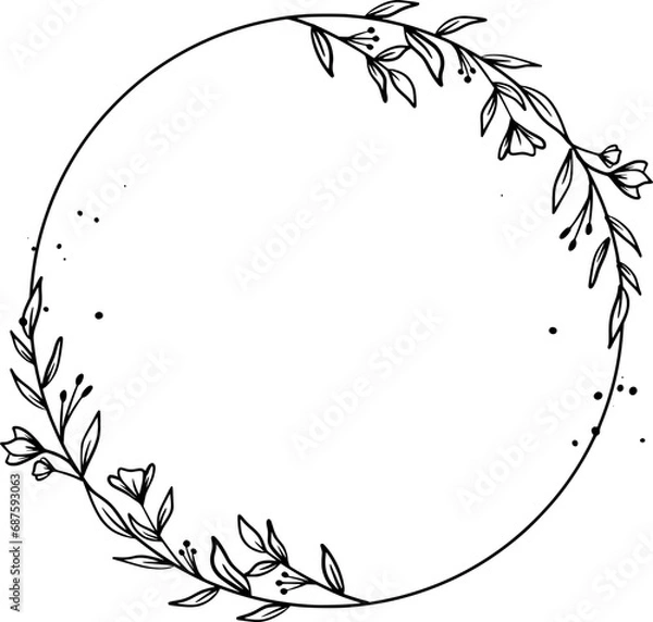 Obraz Hand drawn botanical circle frame