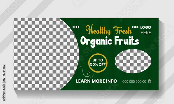 Fototapeta Abstract fast food billboard banner design template.