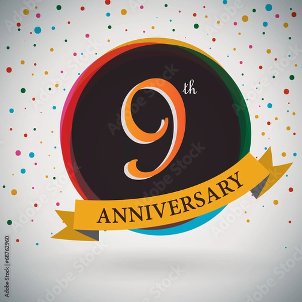 Obraz 9th Anniversary poster/ template retro style -Vector Background