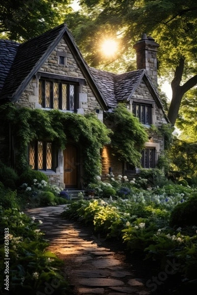 Fototapeta Rustic Charm of Cottage in Nature