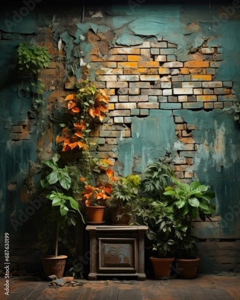 Fototapeta Contrast of the Old and the Living in Urban Decor