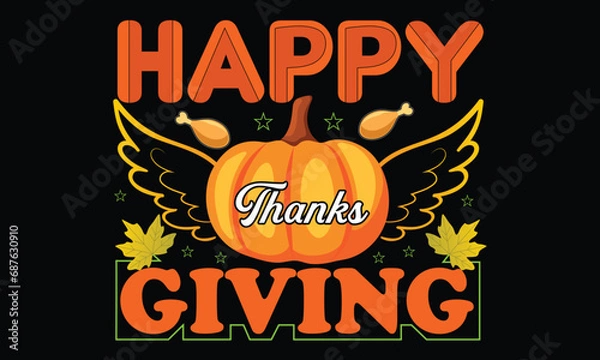Obraz Thanks Giving T-shirt Design Vector Template