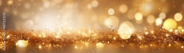 Fototapeta Christmas light background. Holiday glowing backdrop. Defocused Background With Blinking Stars. Blurred Bokeh.