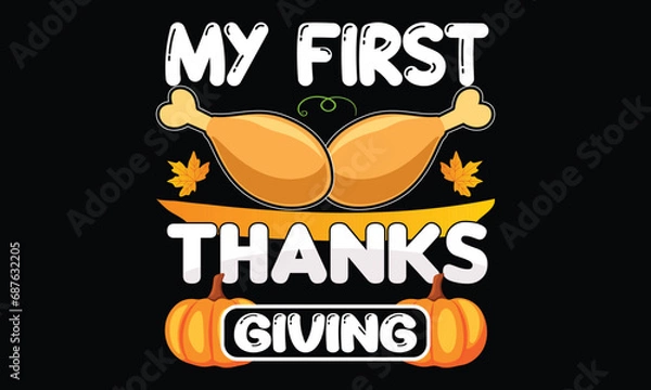 Obraz Thanks Giving T-shirt Design Vector Template