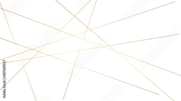 Fototapeta Geometric low poly abstract white and golden lines background. Abstract background with golden lines. Golden geometric random chaotic lines vector background.