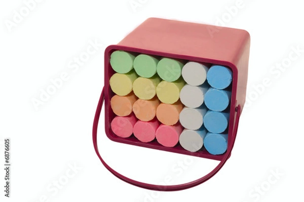 Obraz Colored crayons in plastic container.
