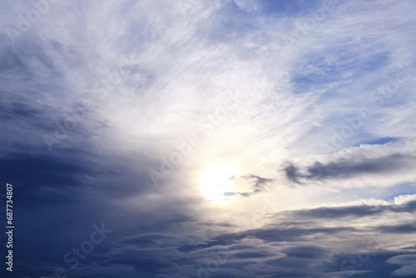 Obraz Cloudscape with sun and clouds, daylight