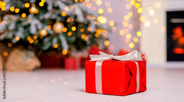 Obraz christmas gift box under the tree