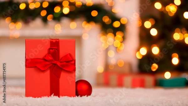 Obraz christmas gift box under the tree