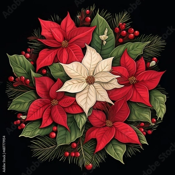 Fototapeta pointsetta holiday design 