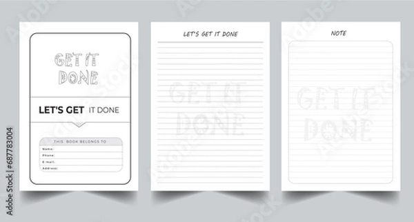 Fototapeta Editable Let's Get It Done Planner Kdp Interior printable template Design.