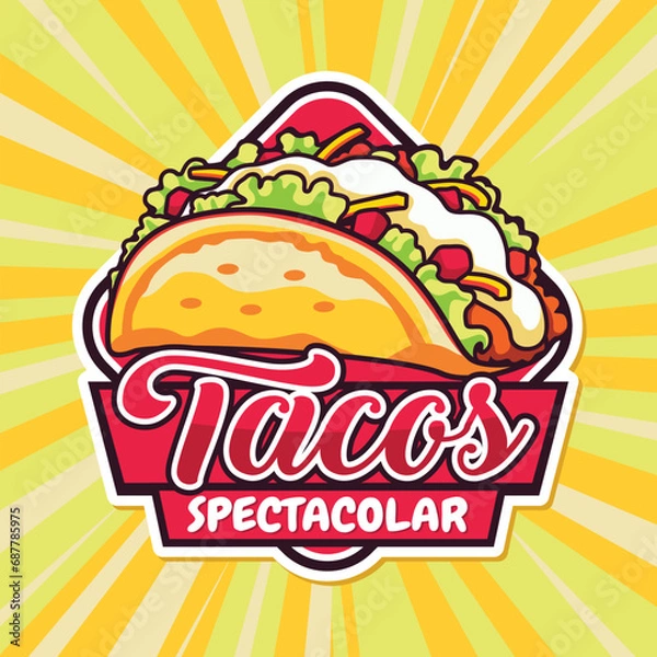 Obraz Taco Logo Design Vibrant Color