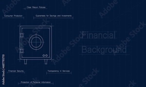 Fototapeta Sophisticated safe deposit box illustration background, making it ideal for projects related to banking, financial security, and valuable item storage.