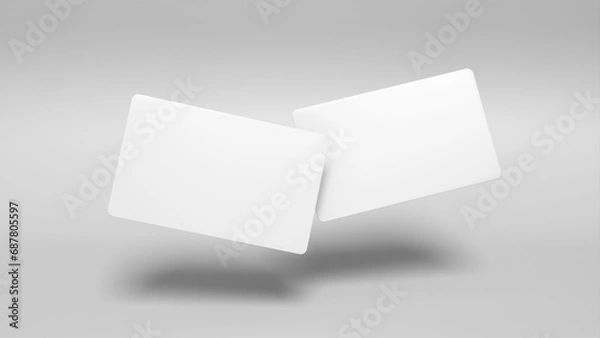 Obraz 3D rendered Business card mock up with front and back. Empty mockup for Presentation on isolated Light Grey background