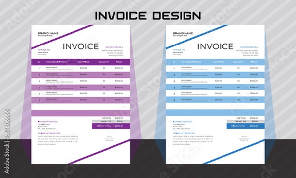 Fototapeta corporate modern professional business invoice template design.