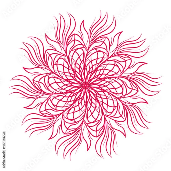 Obraz Mandala. Round floral ornament isolated on white background. Decorative design element. Outline illustration for greeting card, invitations, print on T-shirt and other items