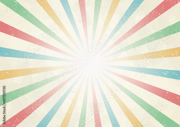 Obraz Vintage Sun Ray From Centre Circus Colorful Background