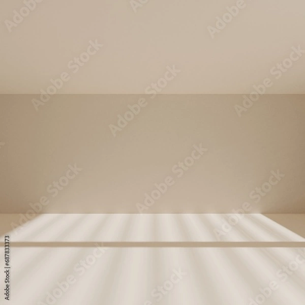 Fototapeta brown empty room with window shadow, 3D rendering
