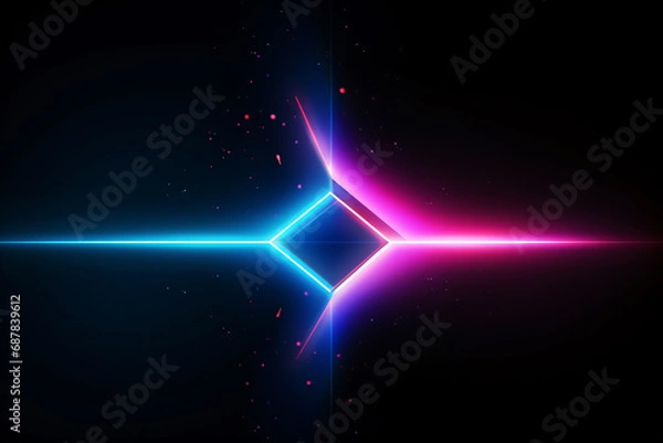 Fototapeta Abstract Neon Arrow: Speed and Technology Concept, Glowing Pink Blue Lines