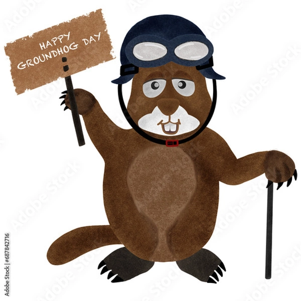 Obraz Groundhog wearing a hat