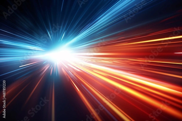 Fototapeta Abstract Background with Colorful Glowing Neon Light and Light Trails