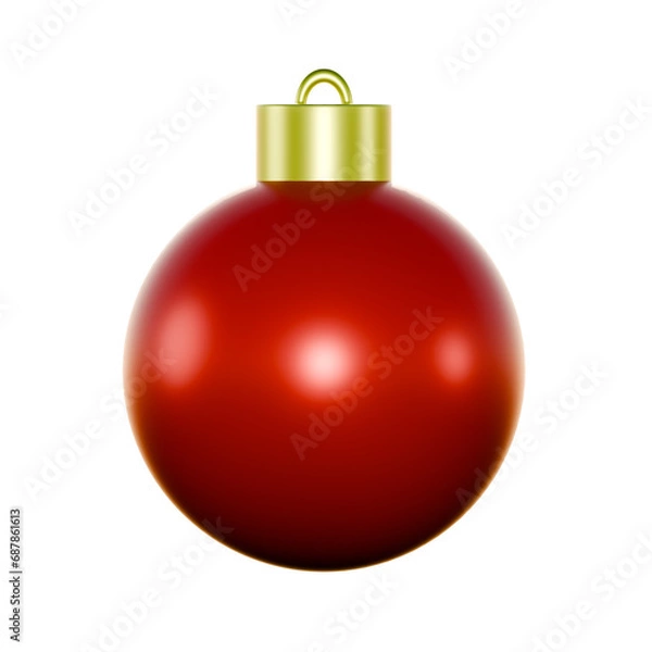 Obraz red christmas ball isolated , 3d render