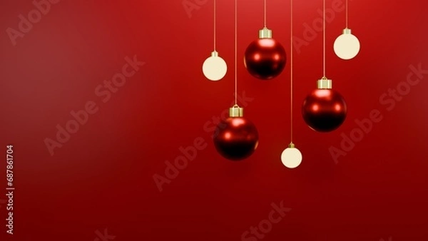 Fototapeta christmas lights on a red background , 3d render