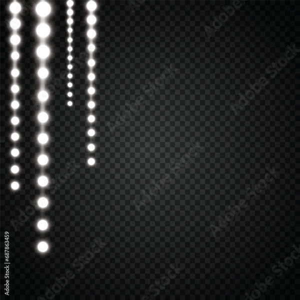 Fototapeta Various LED stripes on a black and transparent background, glowing LED garlands.