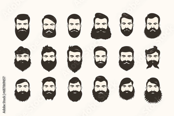 Obraz Beard vector. Beards and hairstyle vector set 