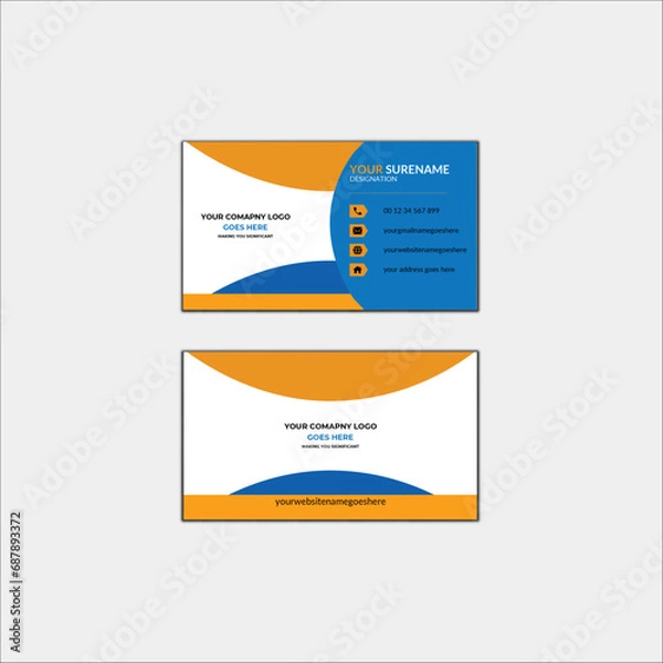 Fototapeta Luxury Double-sided creative and Clean Business Card design Template for professional Business and personal use. Business card design with gold style minimalist print template with Beautiful
2 colors
