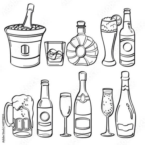 Fototapeta Alcohol Bottles Collection