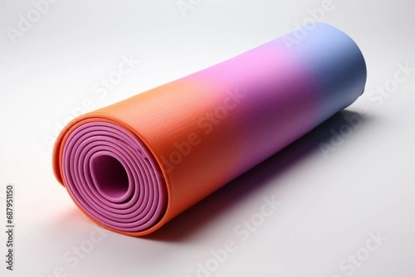Fototapeta colorful yoga mat, on an isolated white background, Generative AI