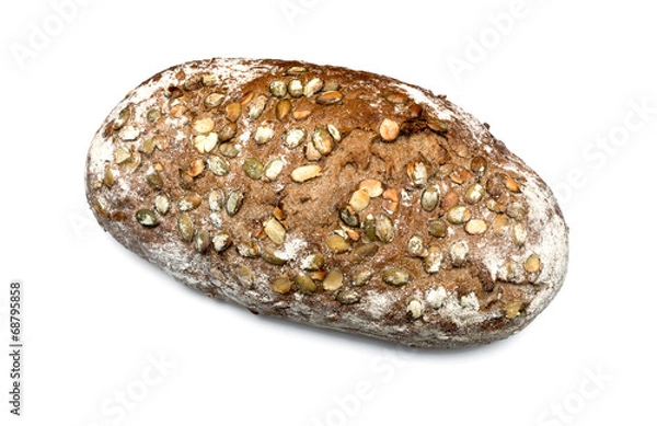 Obraz bread with seeds on white top view