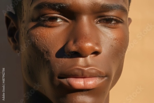 Obraz Scarred face of an African American man close up