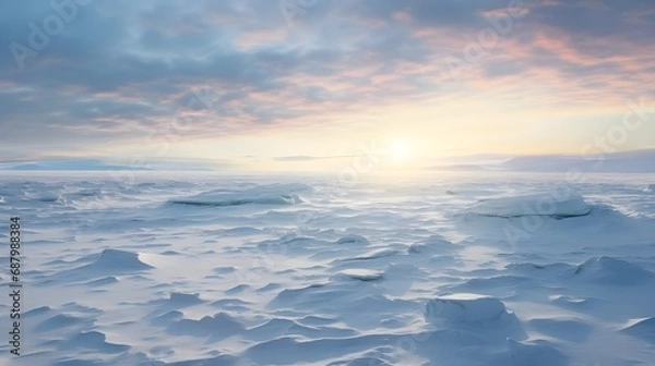 Fototapeta sunset over ice