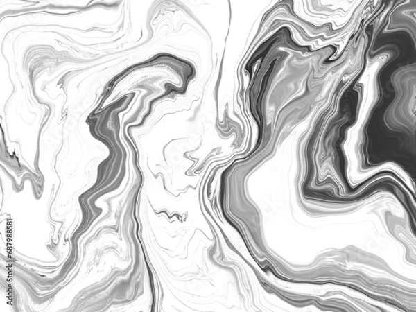 Fototapeta Black and White Abstract Liquid Ink Background