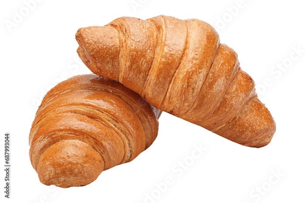 Fototapeta Croissants several pieces lie, isolated background on a white background