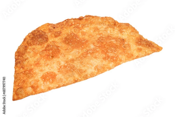 Fototapeta fried pie, cheburek with meat, isolated background on a white background