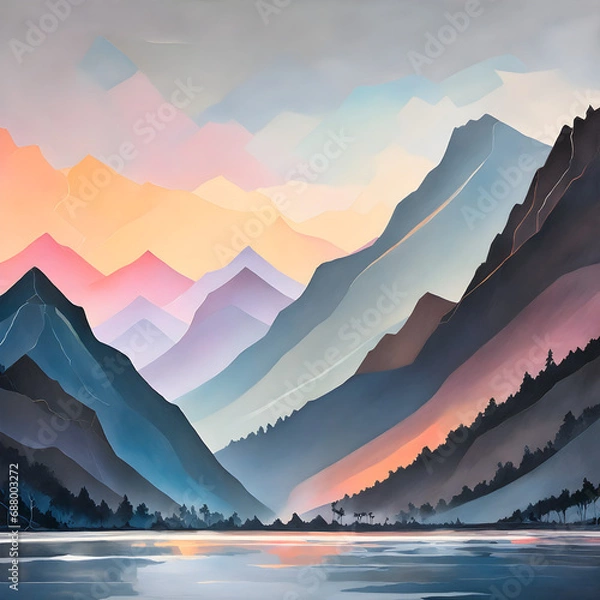 Obraz sunset in the mountains