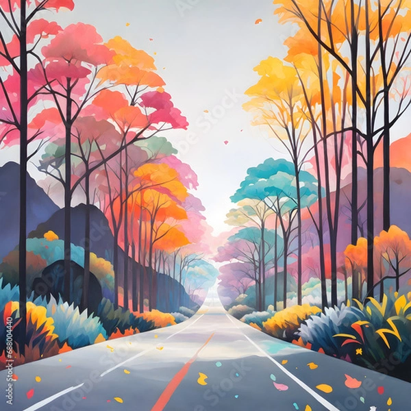 Obraz autumn landscape with trees and clouds