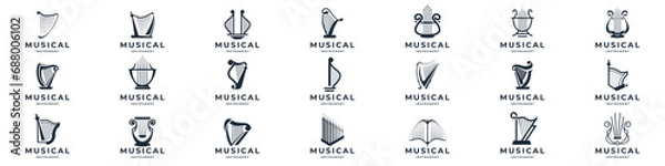 Fototapeta icon set harp Mega Collection , lyre symbol, guinness or logo instrumental. Classical music symbol abstract concept vector illustration.