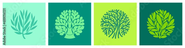 Fototapeta Tree. Creative vector logo mark template or visual emblem for topiary artist or landscape architecture design studio